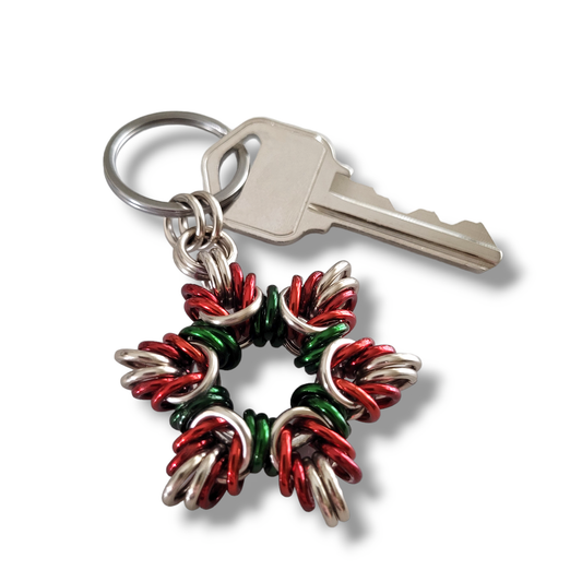 Red & Green Star Keychain