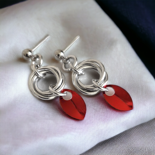 Red Scale Love Knot Earrings