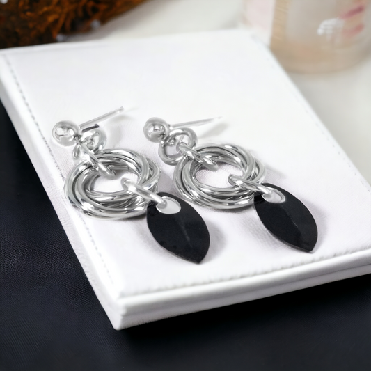Black Scale Love Knot Earrings