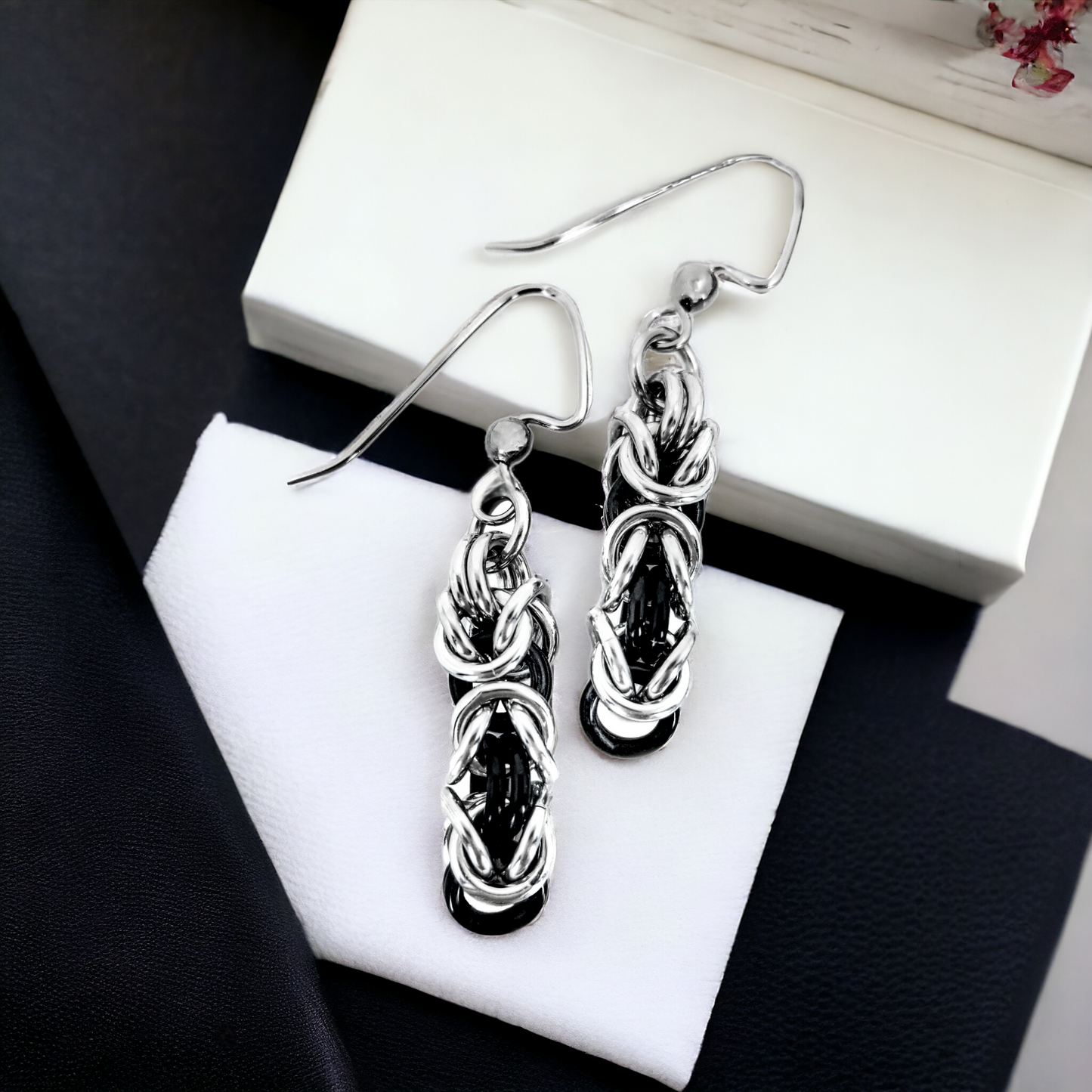 Black and Silver Byzantine Earrings