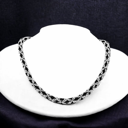 Black and Silver Byzantine Chain