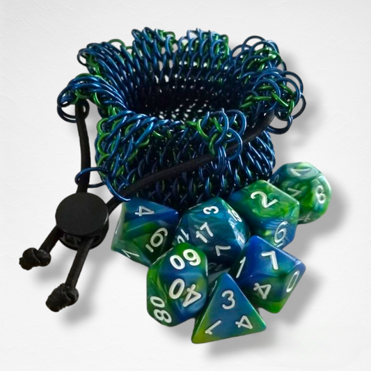 Mini Blue/Green Dragonscale Dice Bag