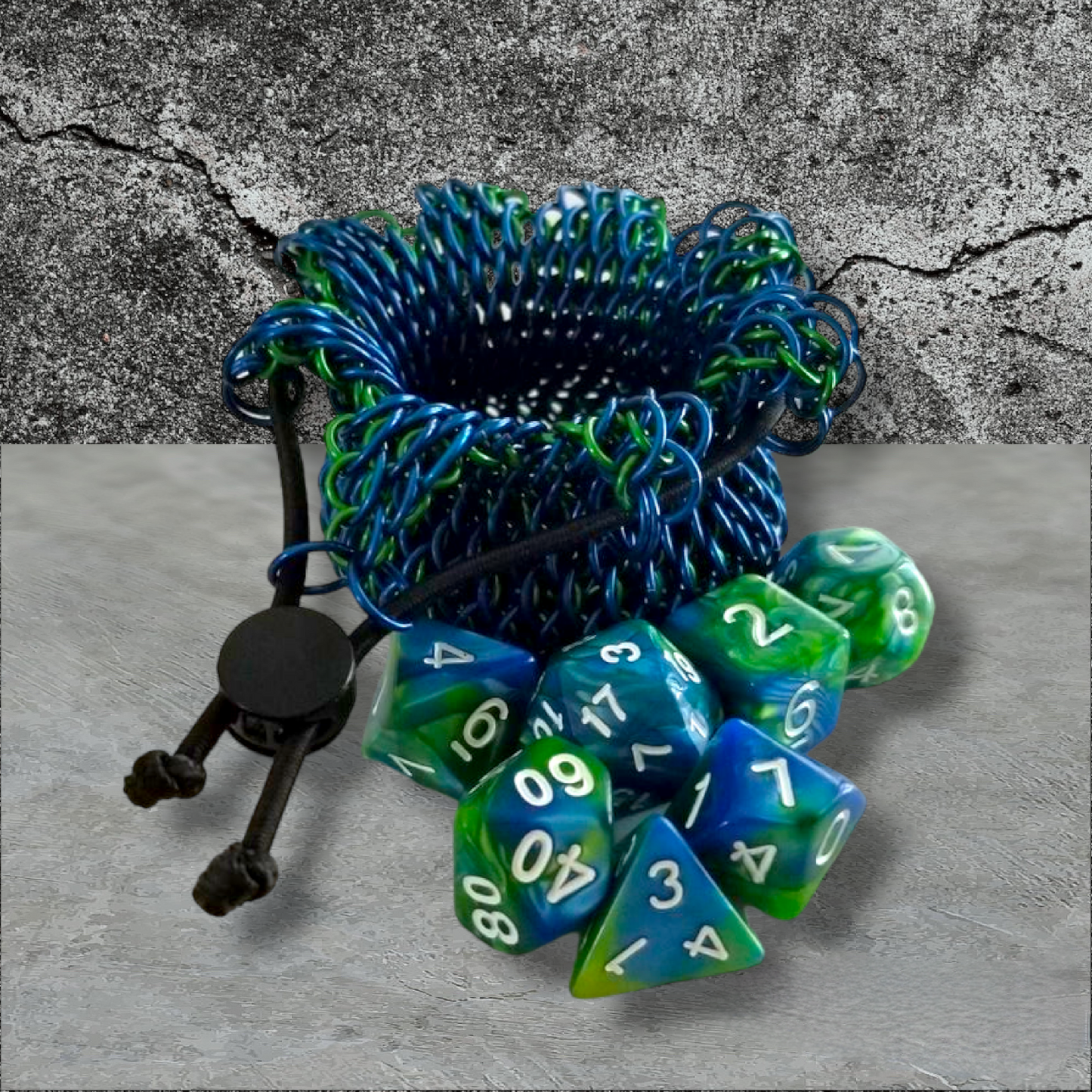 Mini Blue/Green Dragonscale Dice Bag