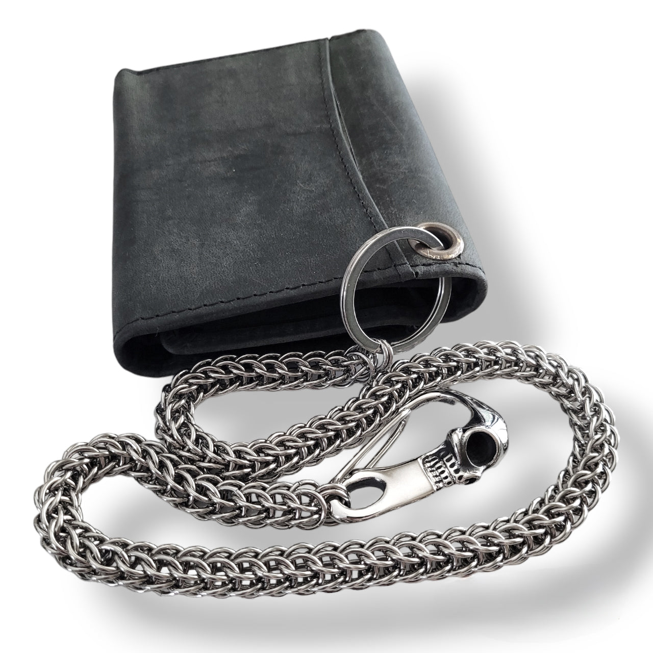 Stainless Steel Skull Carabiner 19" Wallet Chain