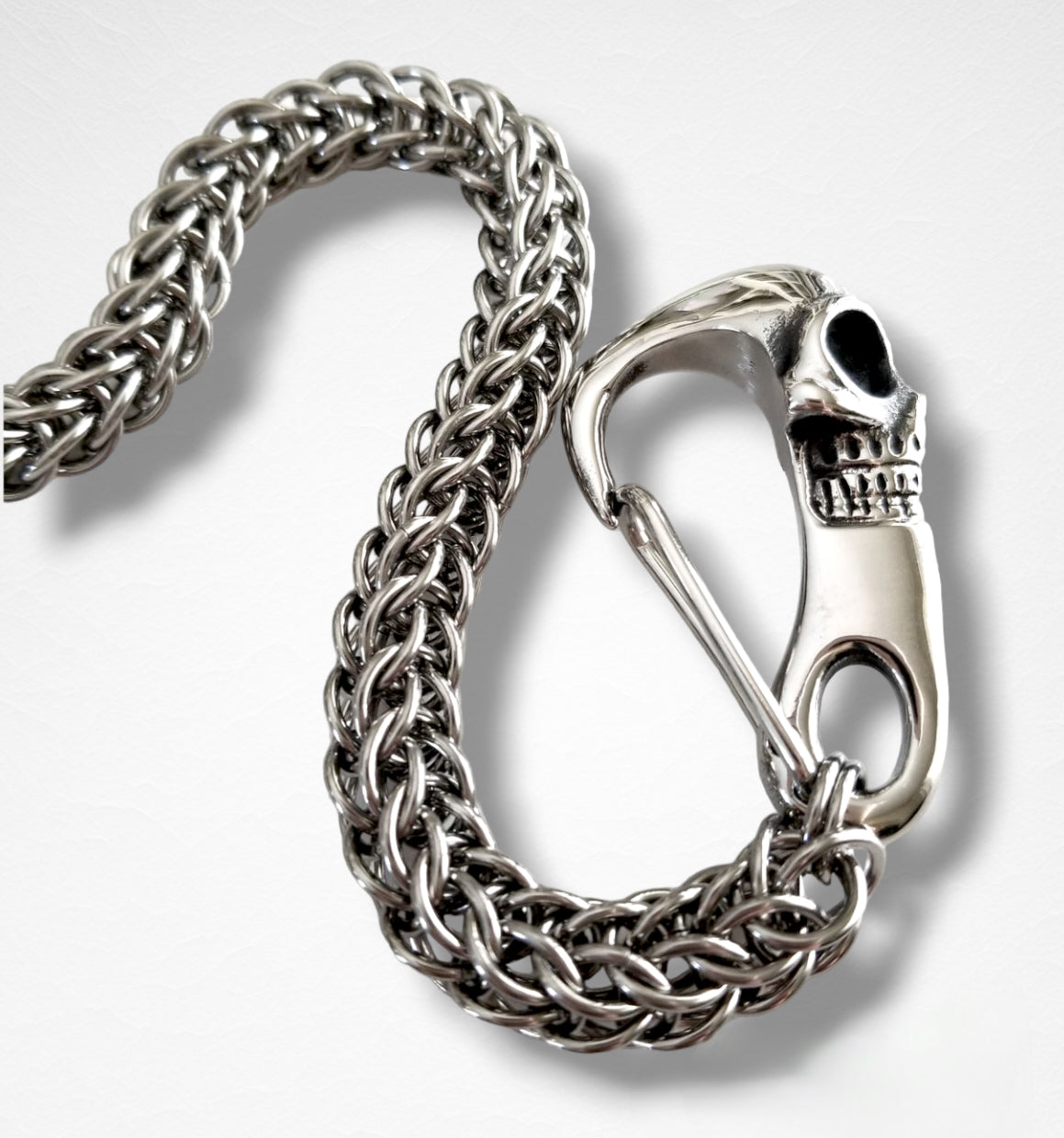Stainless Steel Skull Carabiner 19" Wallet Chain