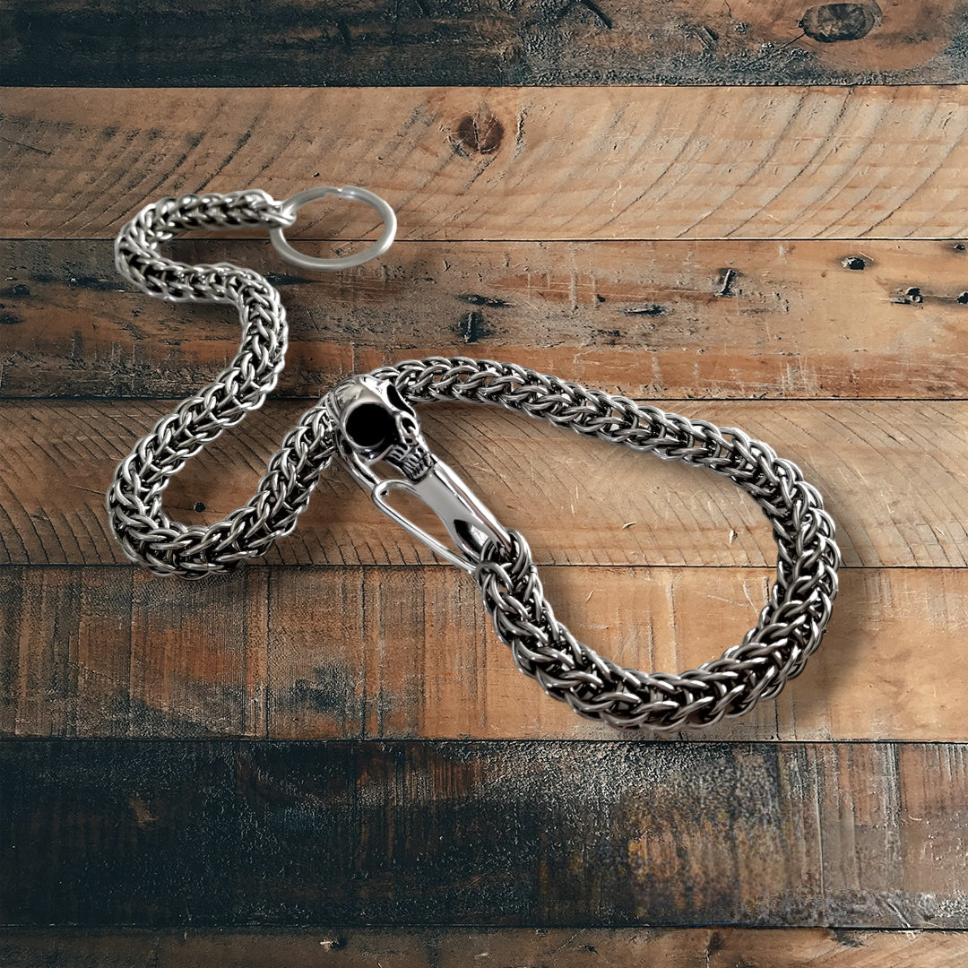 Stainless Steel Skull Carabiner 19" Wallet Chain