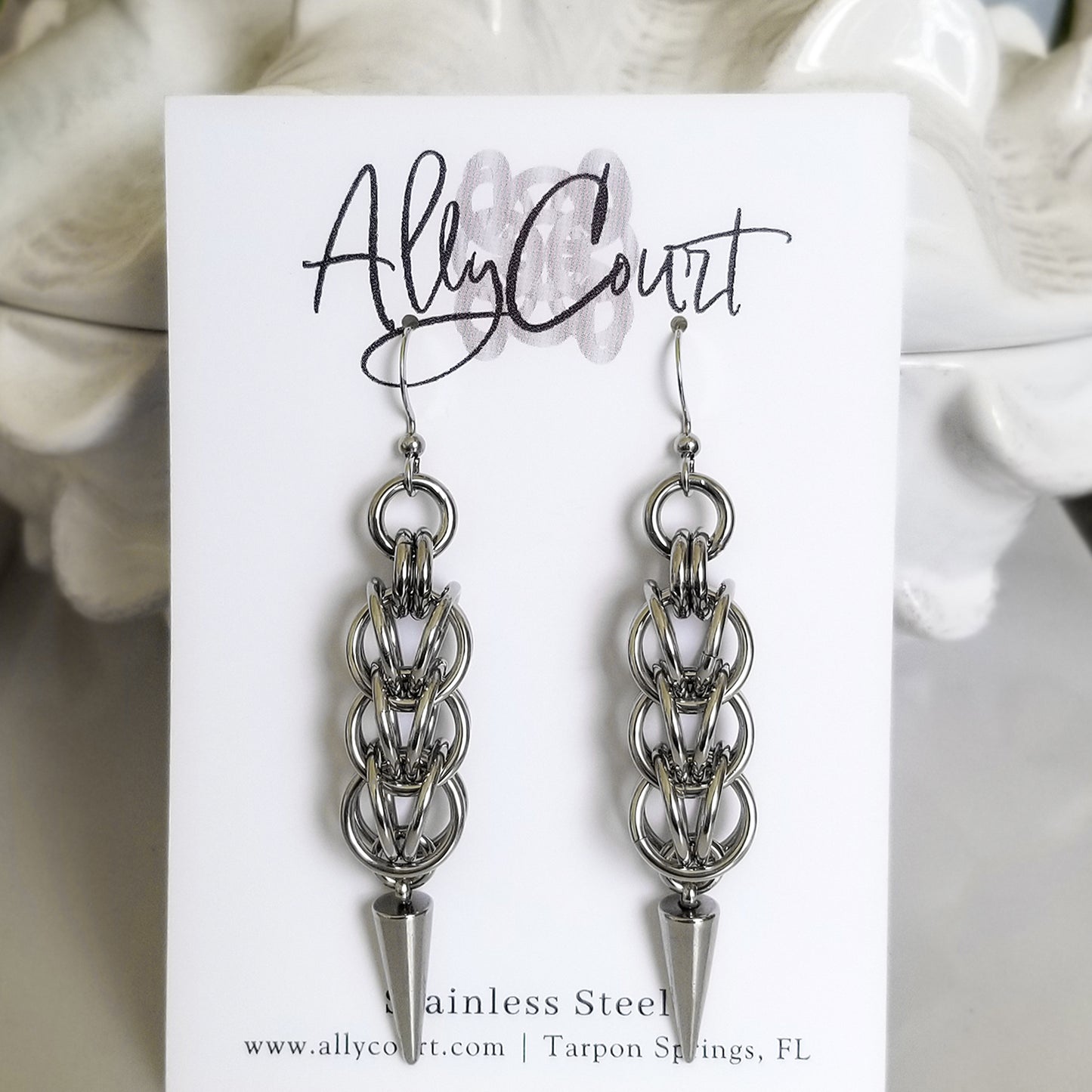 Stainless Steel Persian Spike Drop Earrings