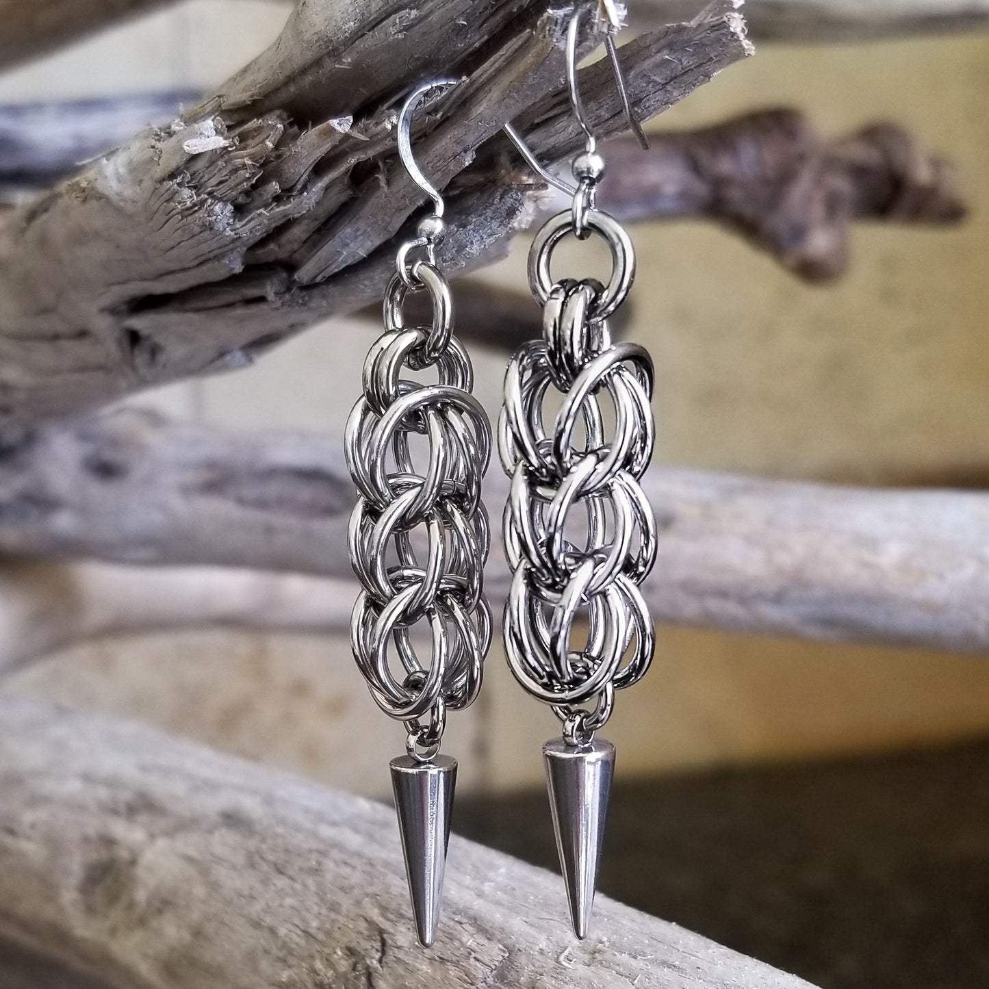 Stainless Steel Persian Spike Drop Earrings