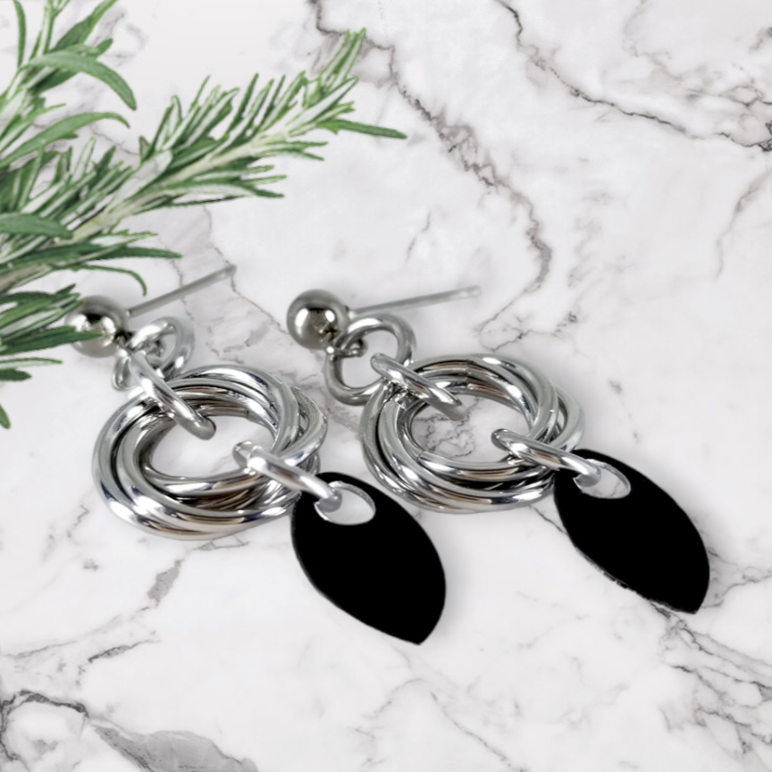 Black Scale Love Knot Earrings