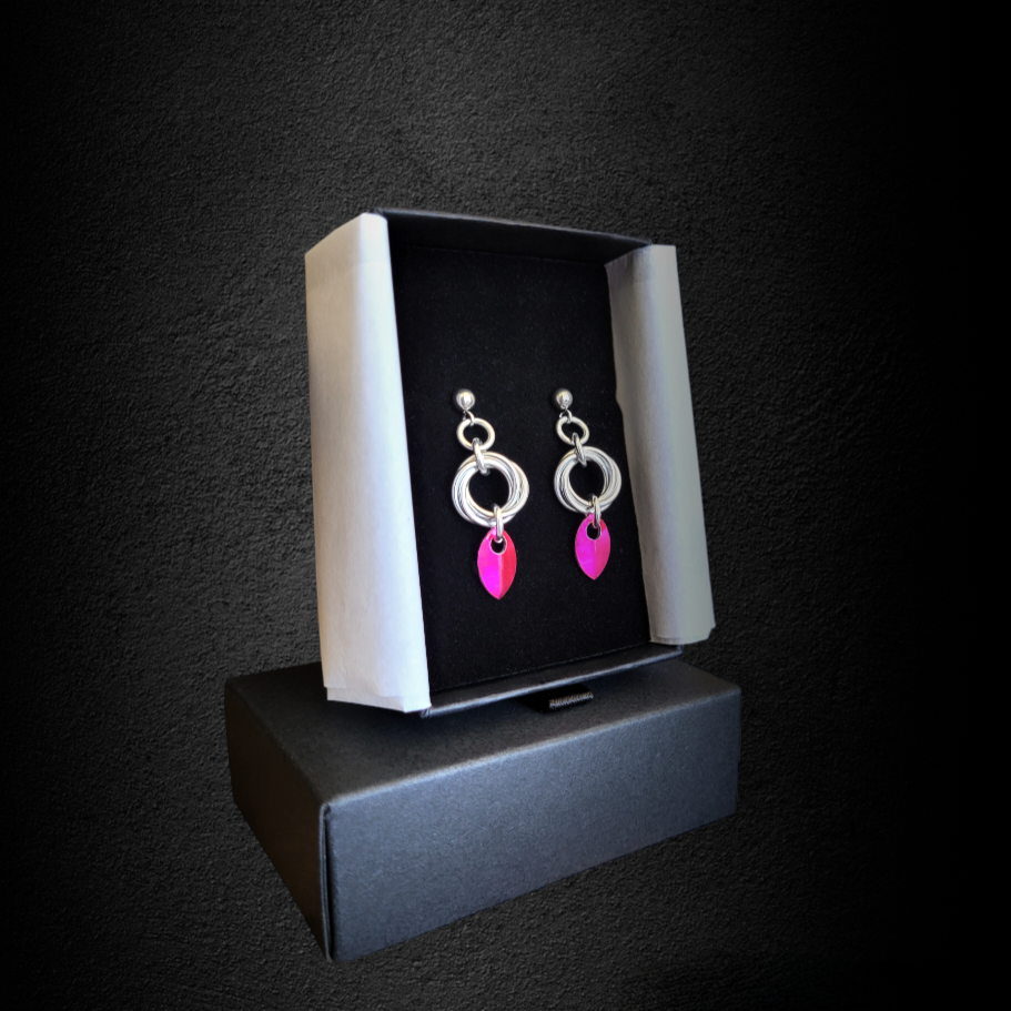Pink Scale Love Knot Earrings