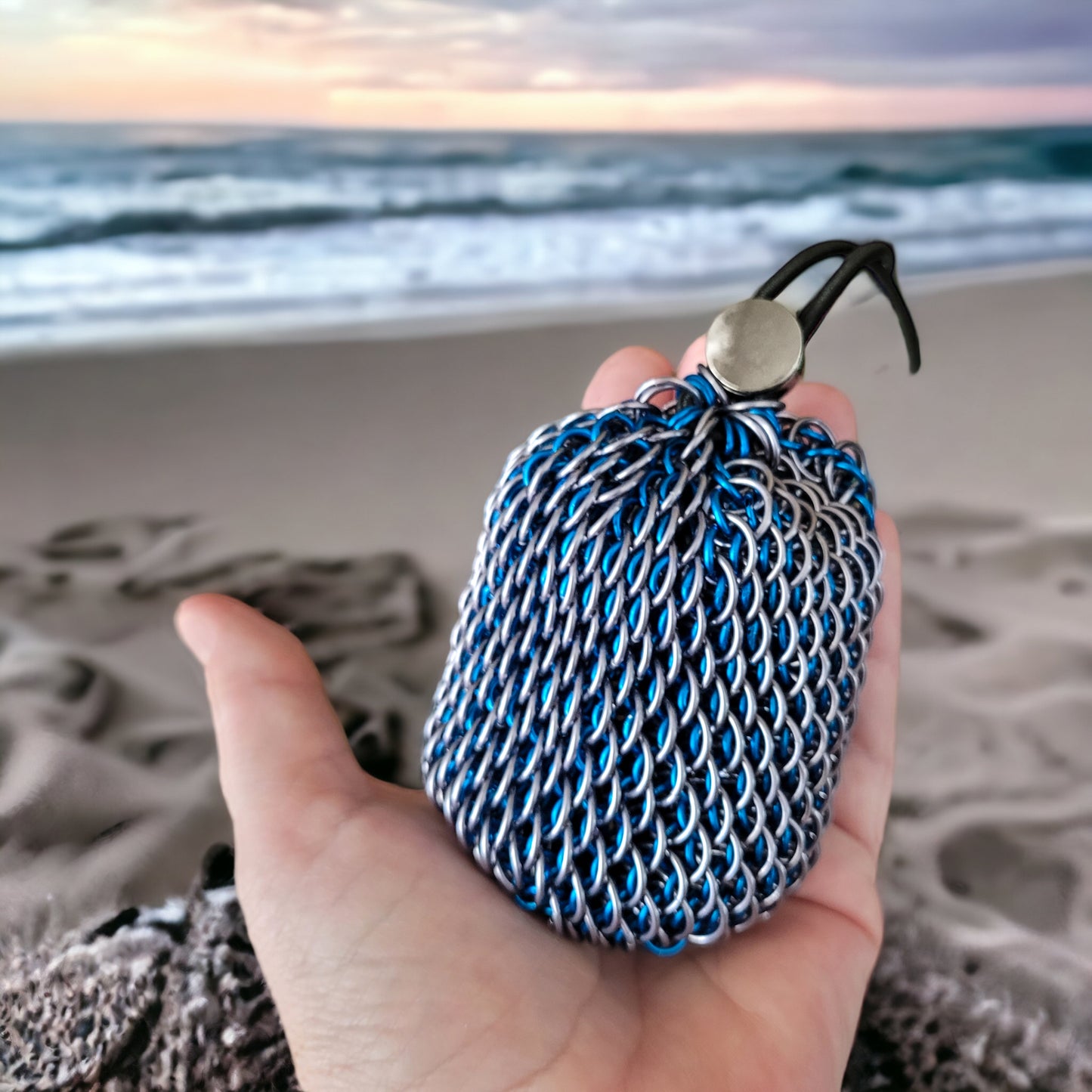 Mini Gray/Blue Dragonscale Dice Bag