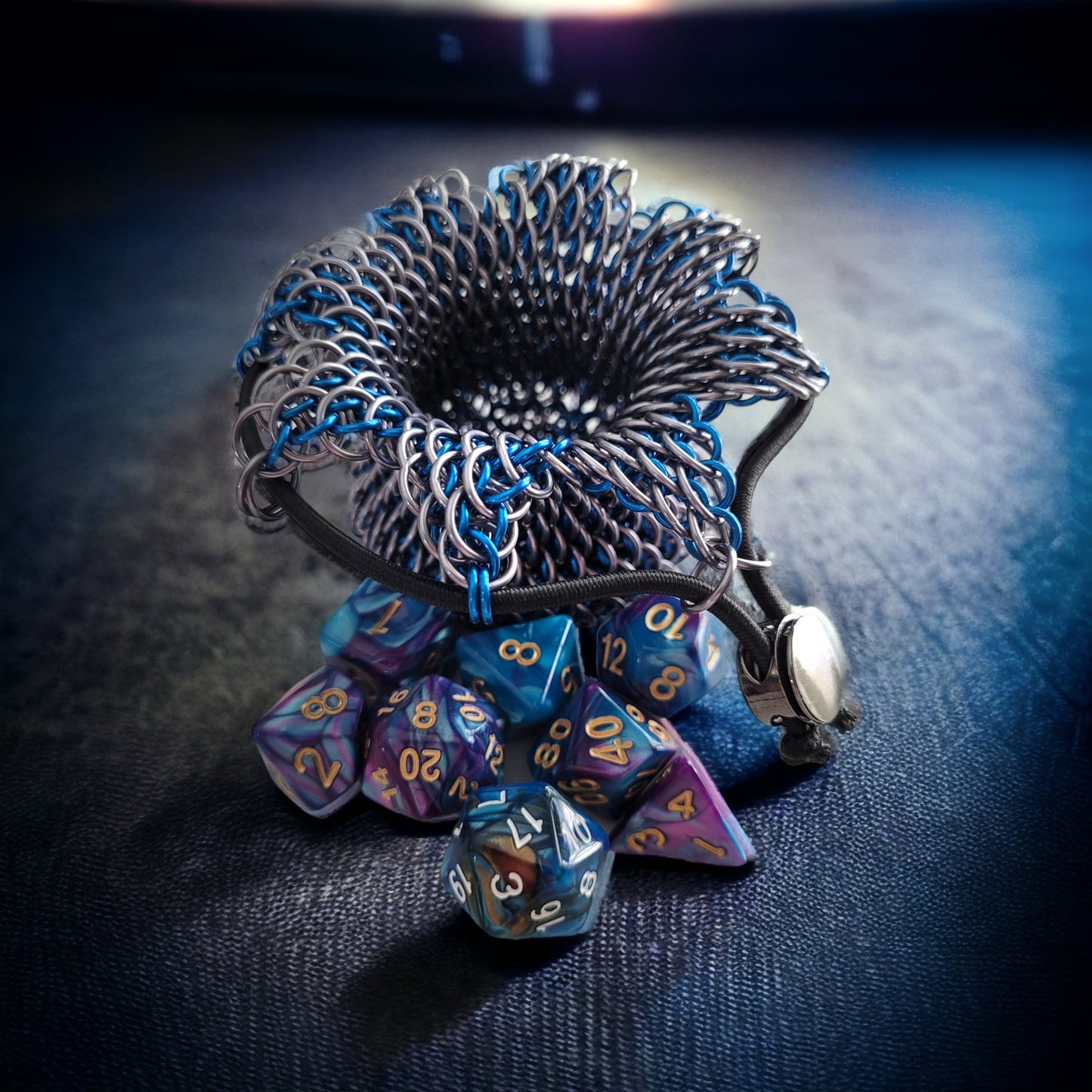Mini Gray/Blue Dragonscale Dice Bag