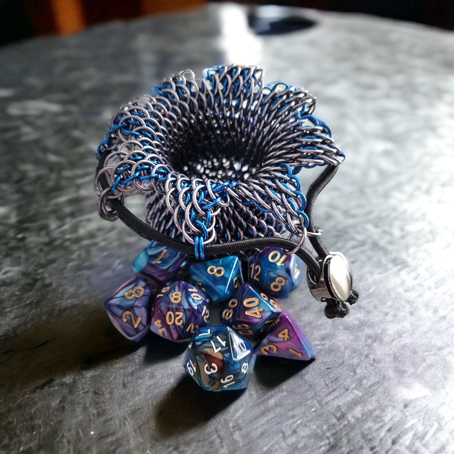 Mini Gray/Blue Dragonscale Dice Bag