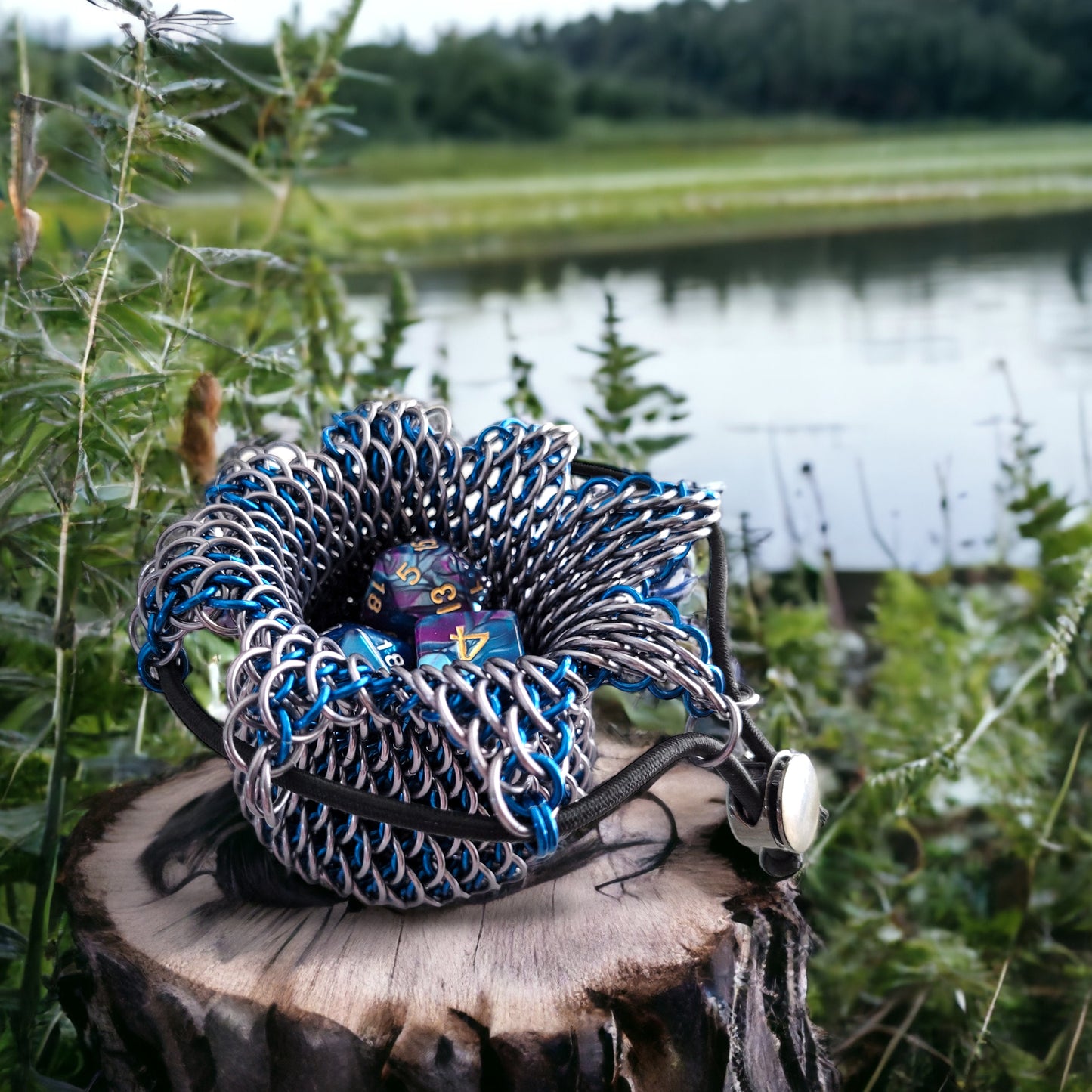 Mini Gray/Blue Dragonscale Dice Bag