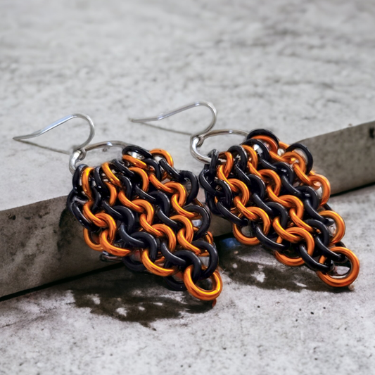 Only 1 Left! - Orange & Black Euro Drop Earrings