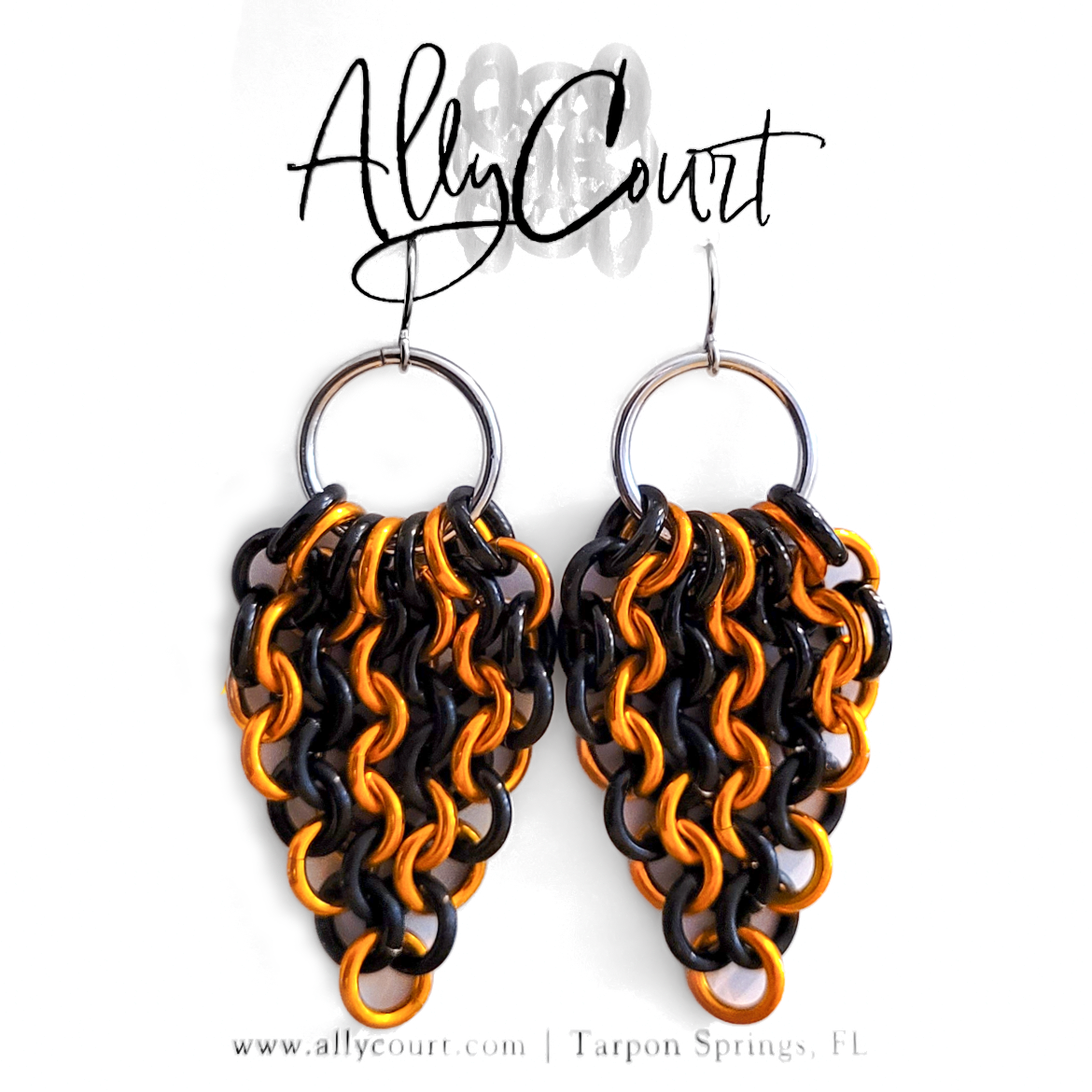 Only 1 Left! - Orange & Black Euro Drop Earrings