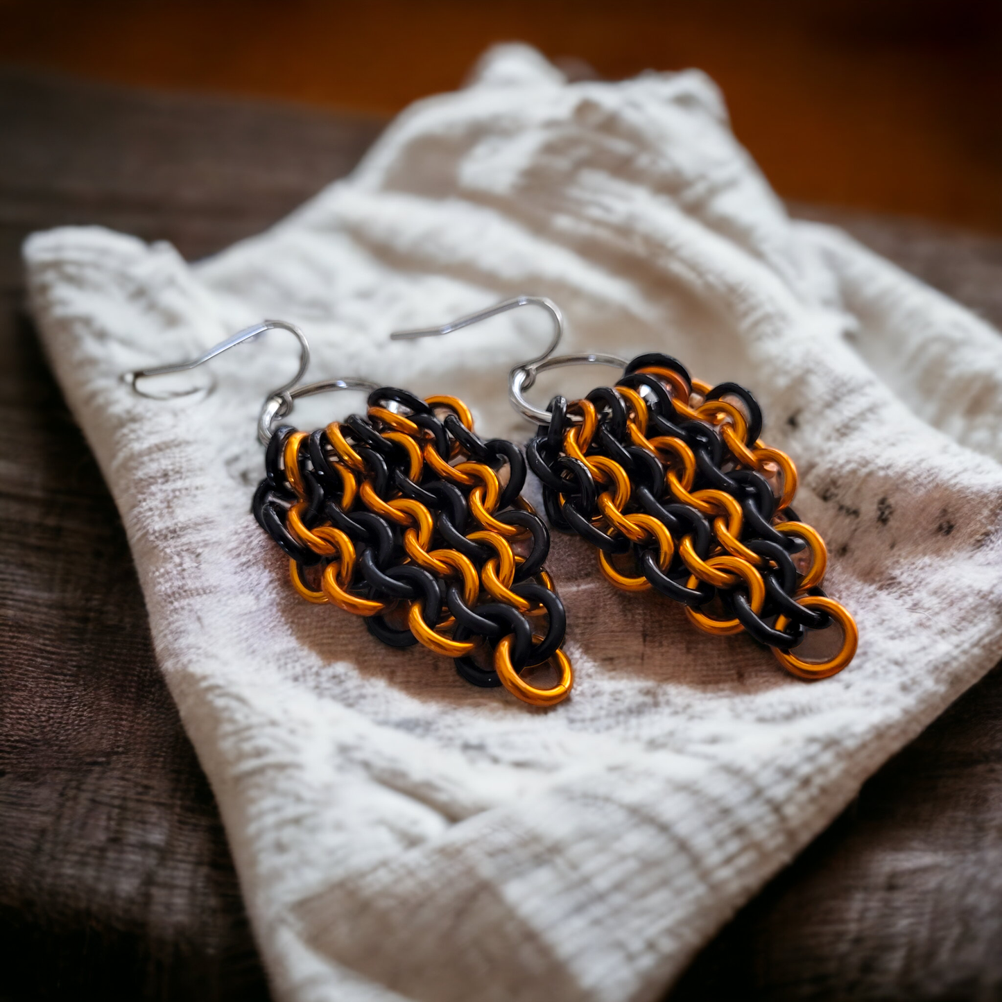 Only 1 Left! - Orange & Black Euro Drop Earrings