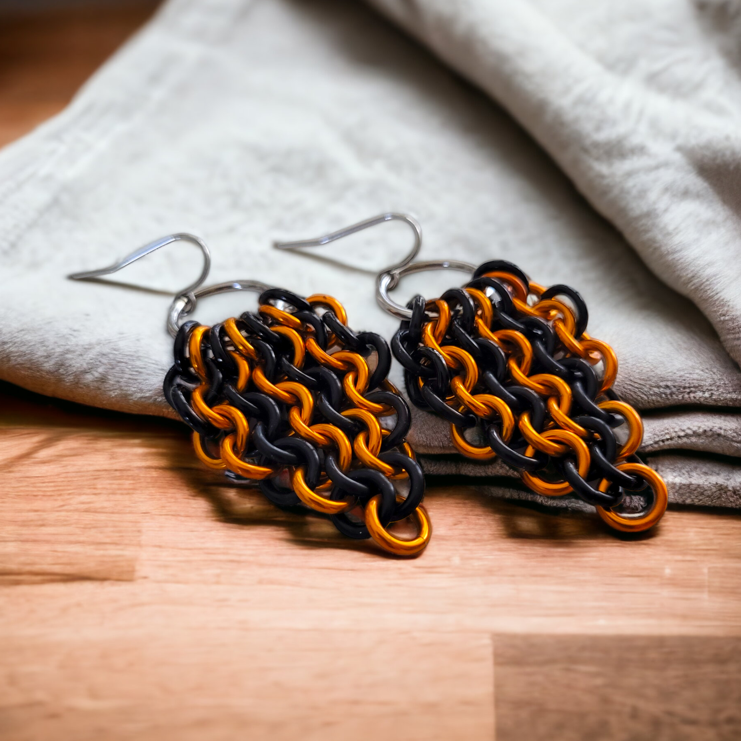 Only 1 Left! - Orange & Black Euro Drop Earrings