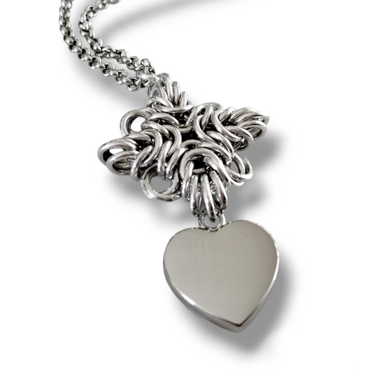 Celtic Star Heart Drop Pendant Necklace