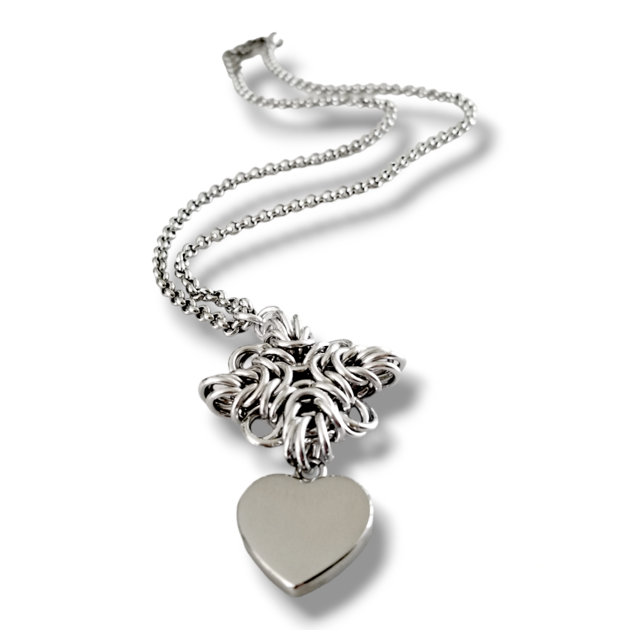Celtic Star Heart Drop Pendant Necklace
