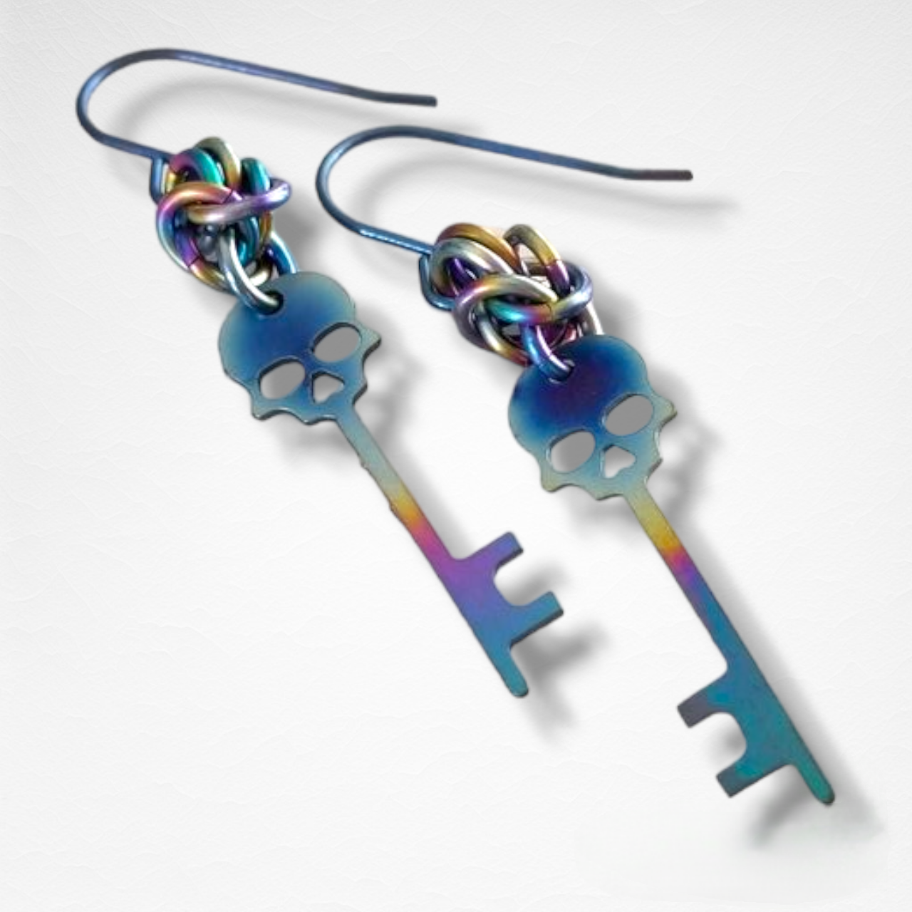Only 2 Left! - Titanium Skeleton Key Earrings