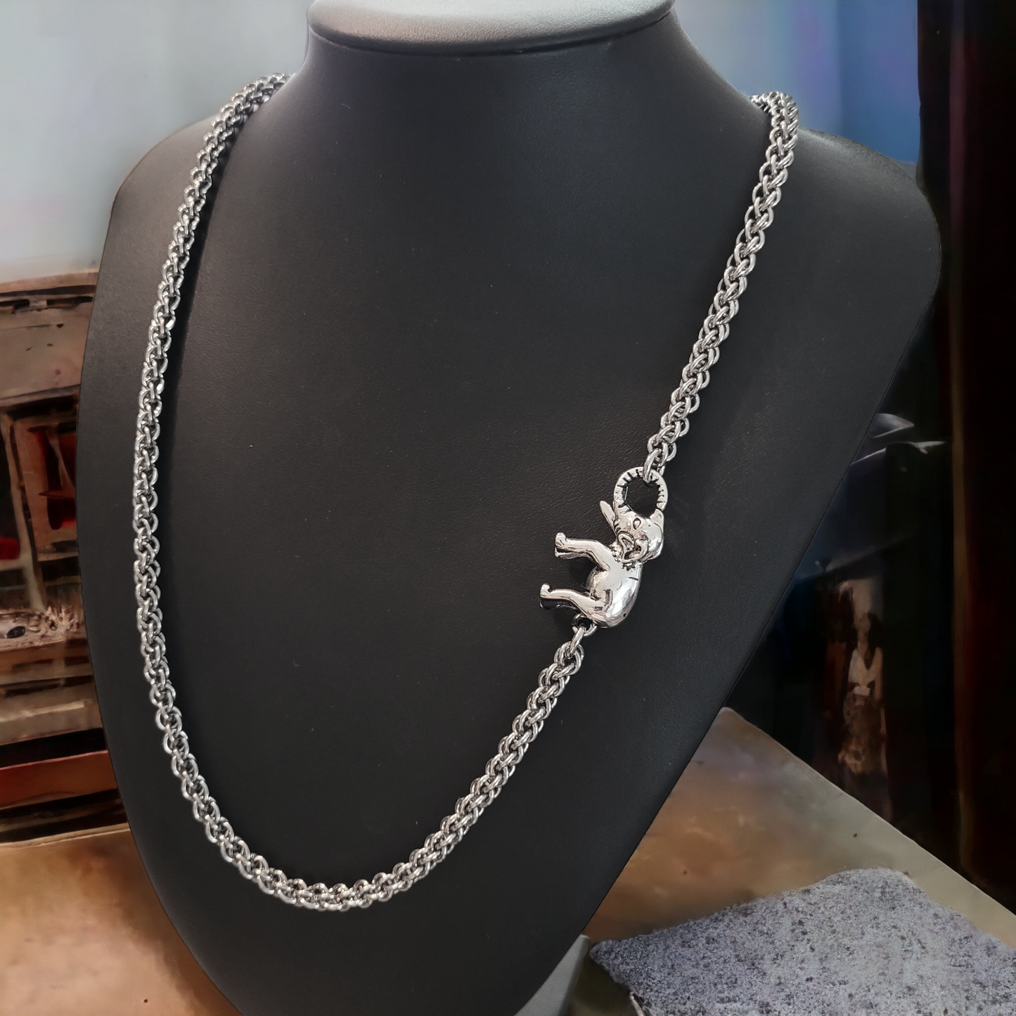 Stainless Steel Elephant Clasp Necklace