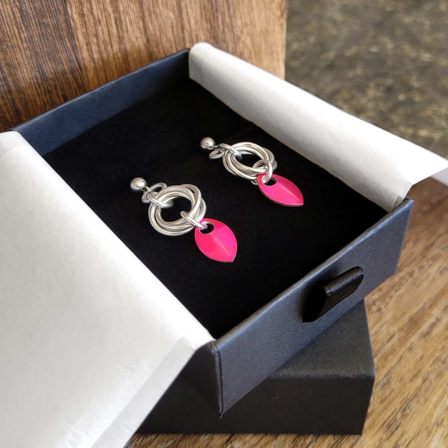 Pink Scale Love Knot Earrings