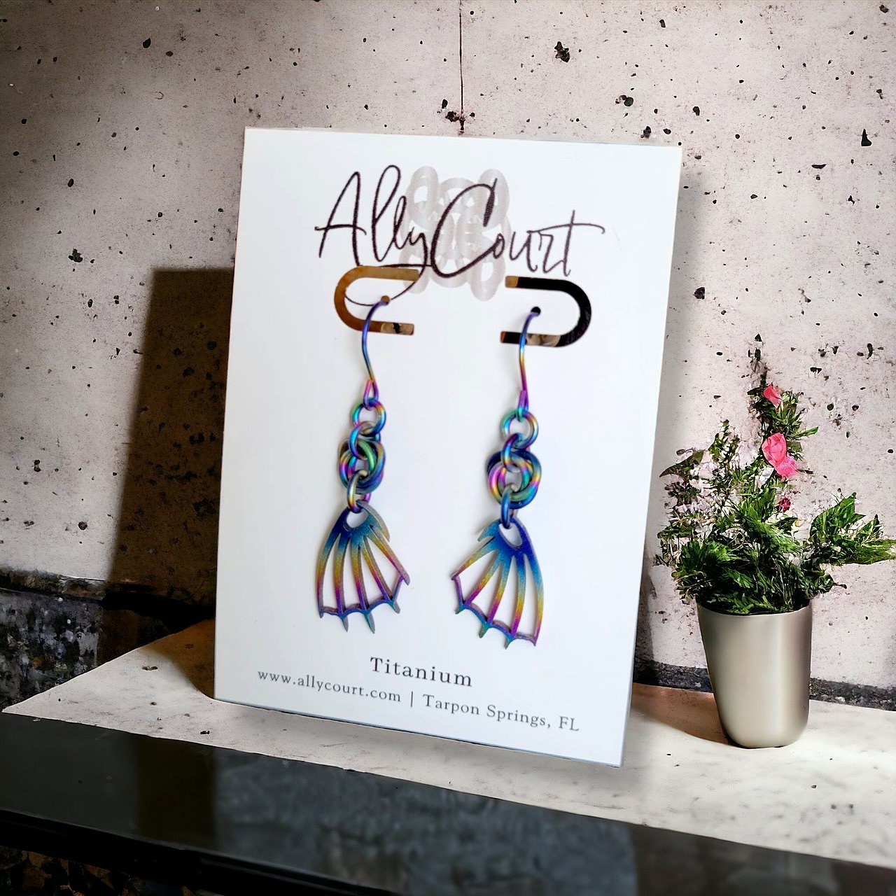 Rainbow Titanium Dragon Wing Earrings