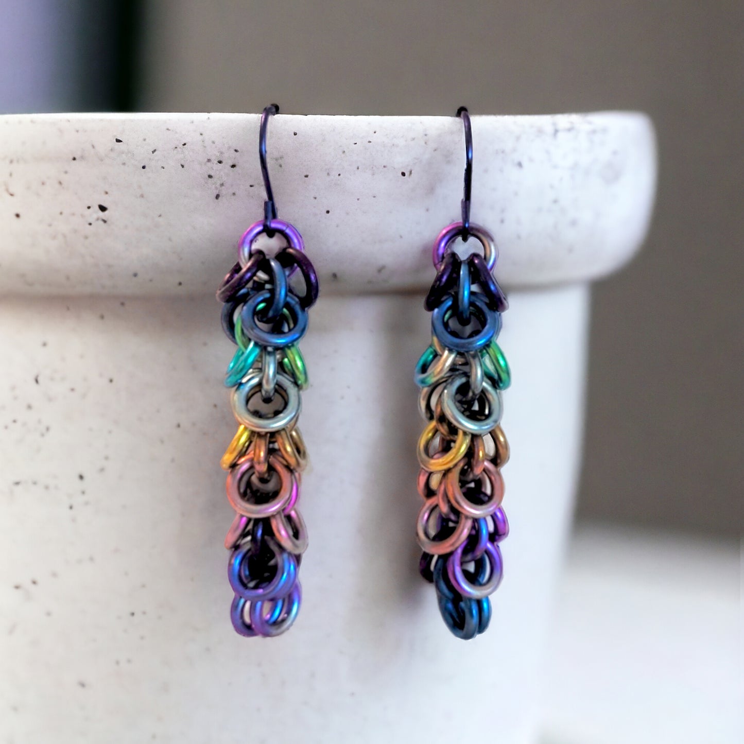 Rainbow Titanium Shaggy Loop Earrings