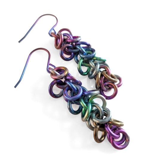 Rainbow Titanium Shaggy Loop Earrings
