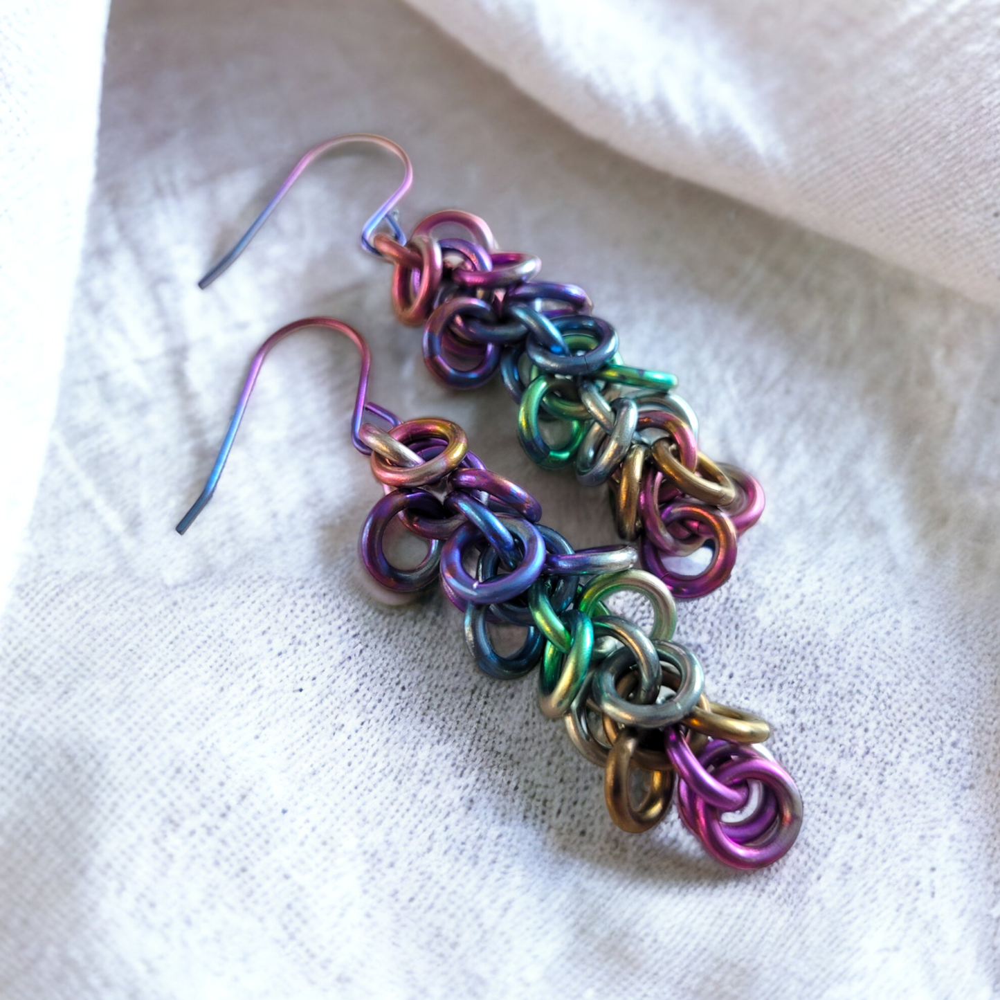 Rainbow Titanium Shaggy Loop Earrings