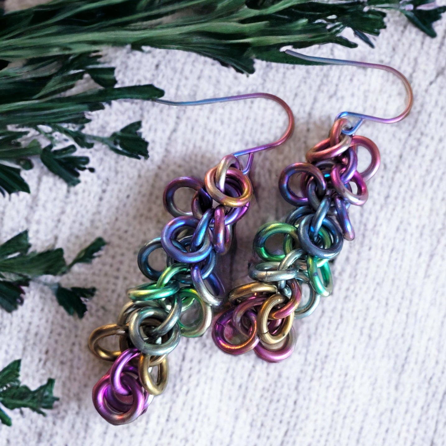 Rainbow Titanium Shaggy Loop Earrings