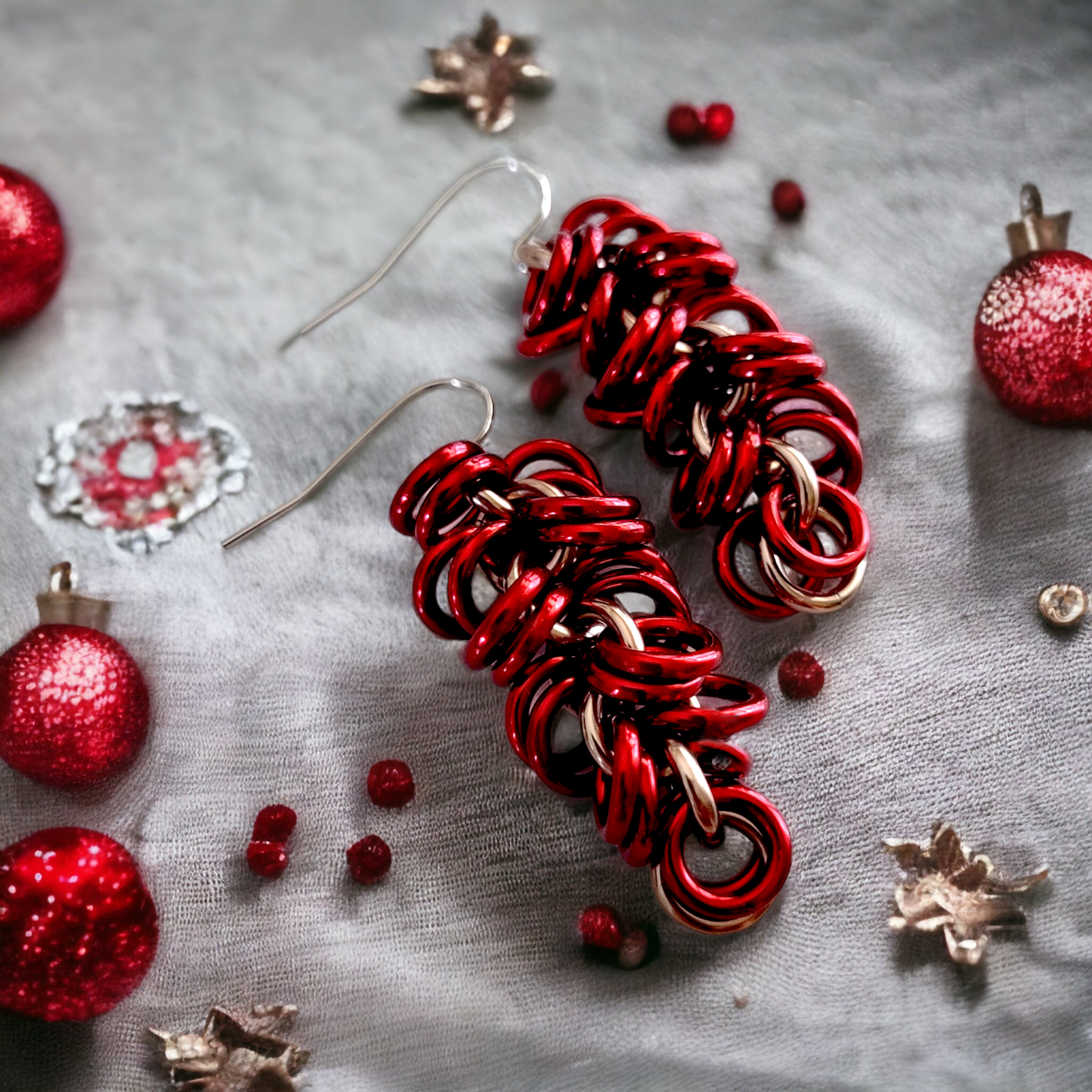 Red Champagne Shaggy Loop Earrings