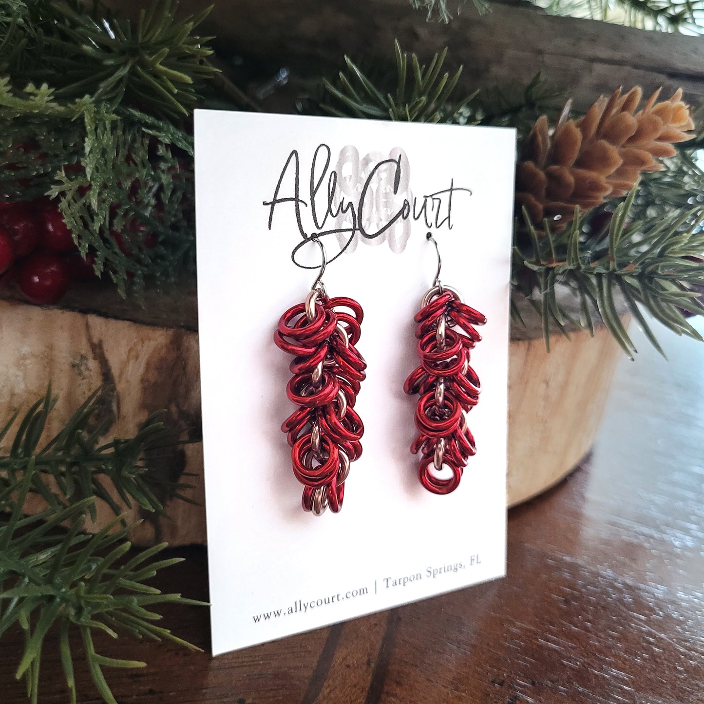 Red Champagne Shaggy Loop Earrings