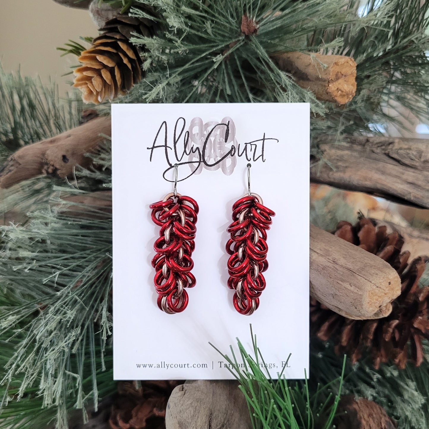 Red Champagne Shaggy Loop Earrings