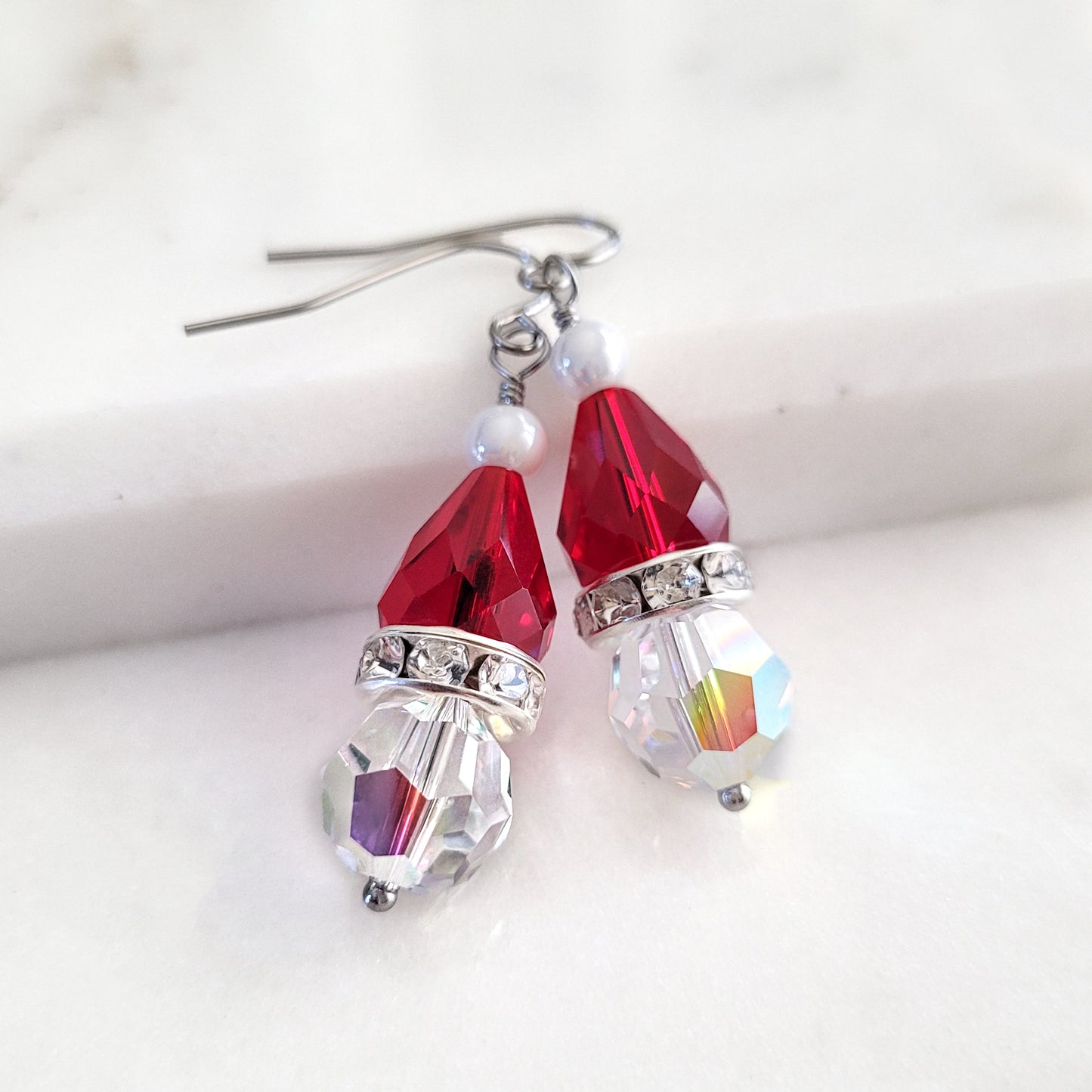 Santa Hat Crystal Earrings