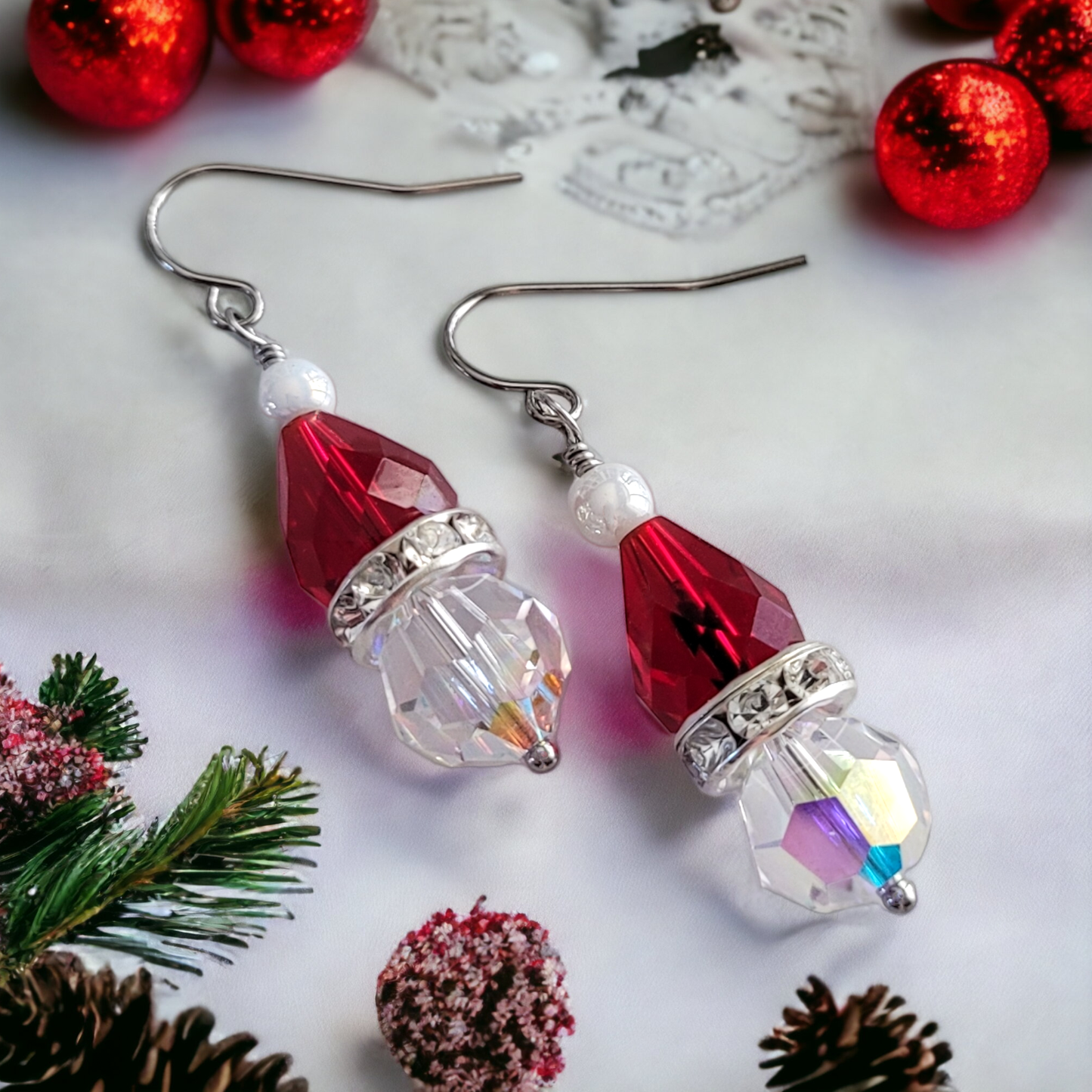 Santa Hat Crystal Earrings