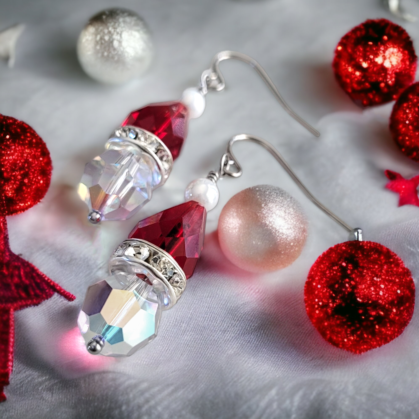 Santa Hat Crystal Earrings