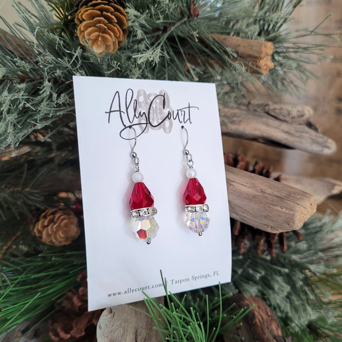 Santa Hat Crystal Earrings