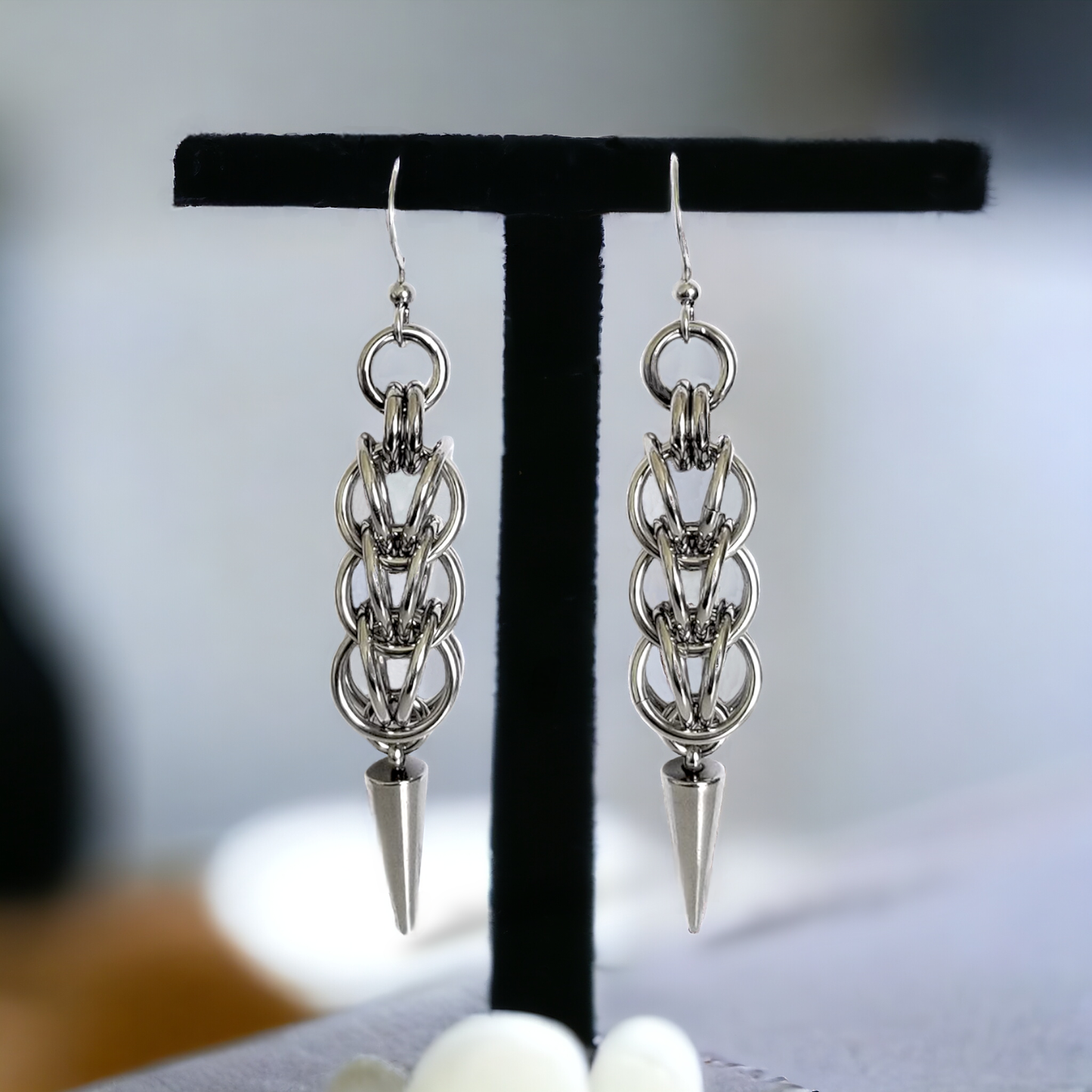 Stainless Steel Persian Spike Drop Earrings