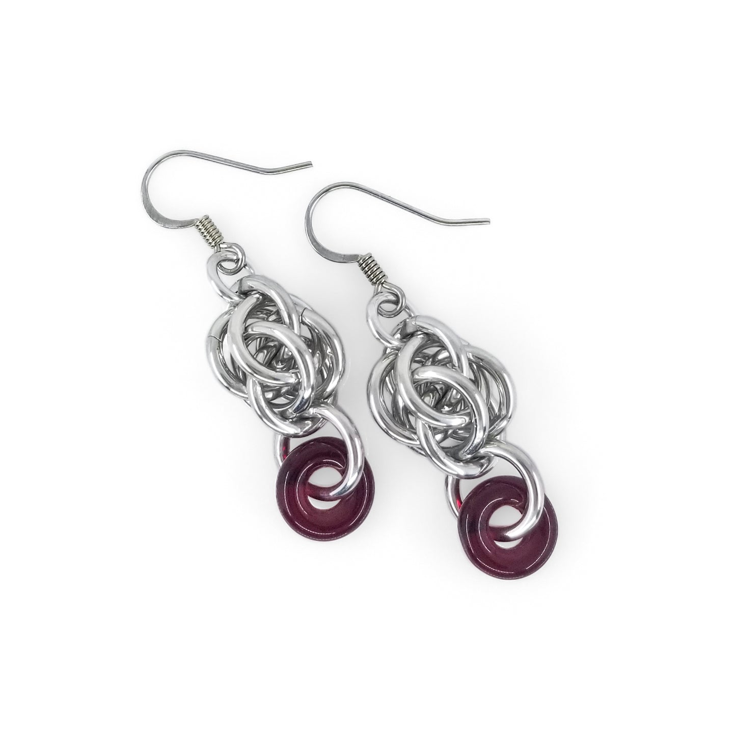Sweet Pea and Czech Glass Bead Chainmaille Earrings