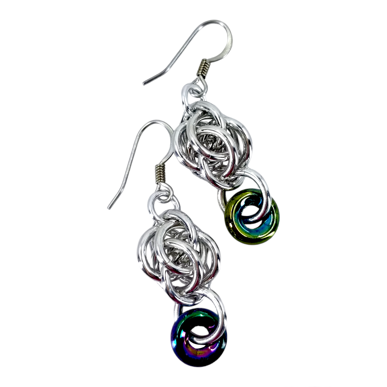 Sweet Pea and Czech Glass Bead Chainmaille Earrings