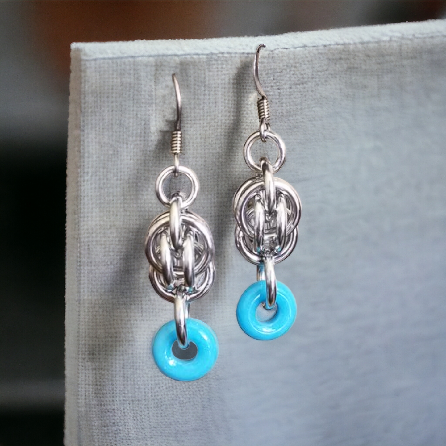 Sweet Pea and Czech Glass Bead Chainmaille Earrings