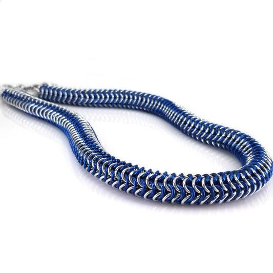 Blue and Silver Round Weave 20" Chain