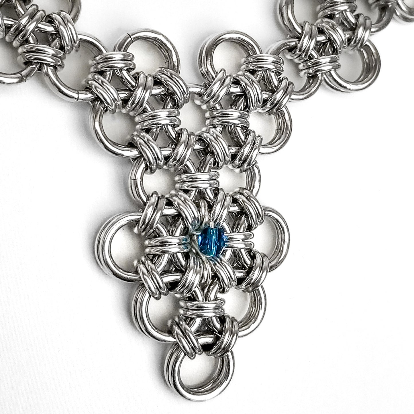 Japanese Lace and Capri Blue Crystal Necklace