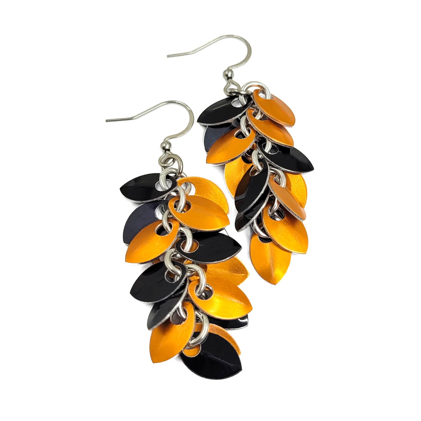 Orange and Black Shaggy Scale Earrings