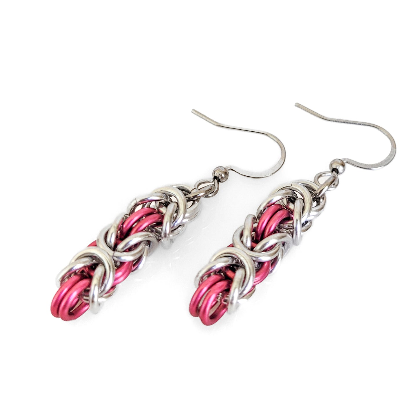 Pink & Silver Byzantine Earrings