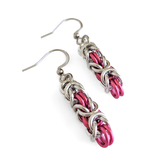Pink & Silver Byzantine Earrings