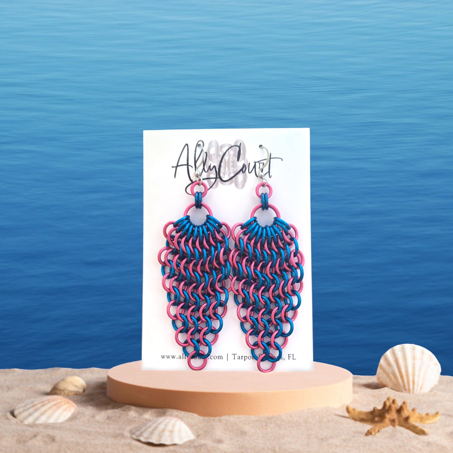 Pink & Blue Euro 4 in 1 Earrings