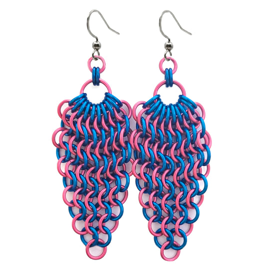 Pink & Blue Euro 4 in 1 Earrings
